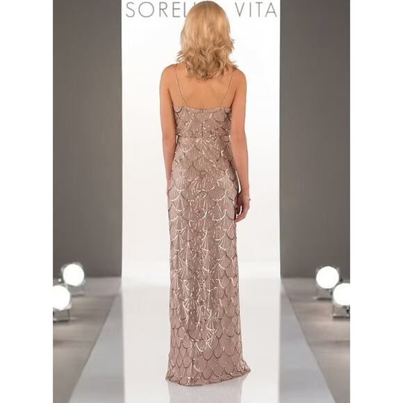 SORELLA VITA Rose Gold Sequin Maxi Dress, Size 6 - Picture 5 of 12